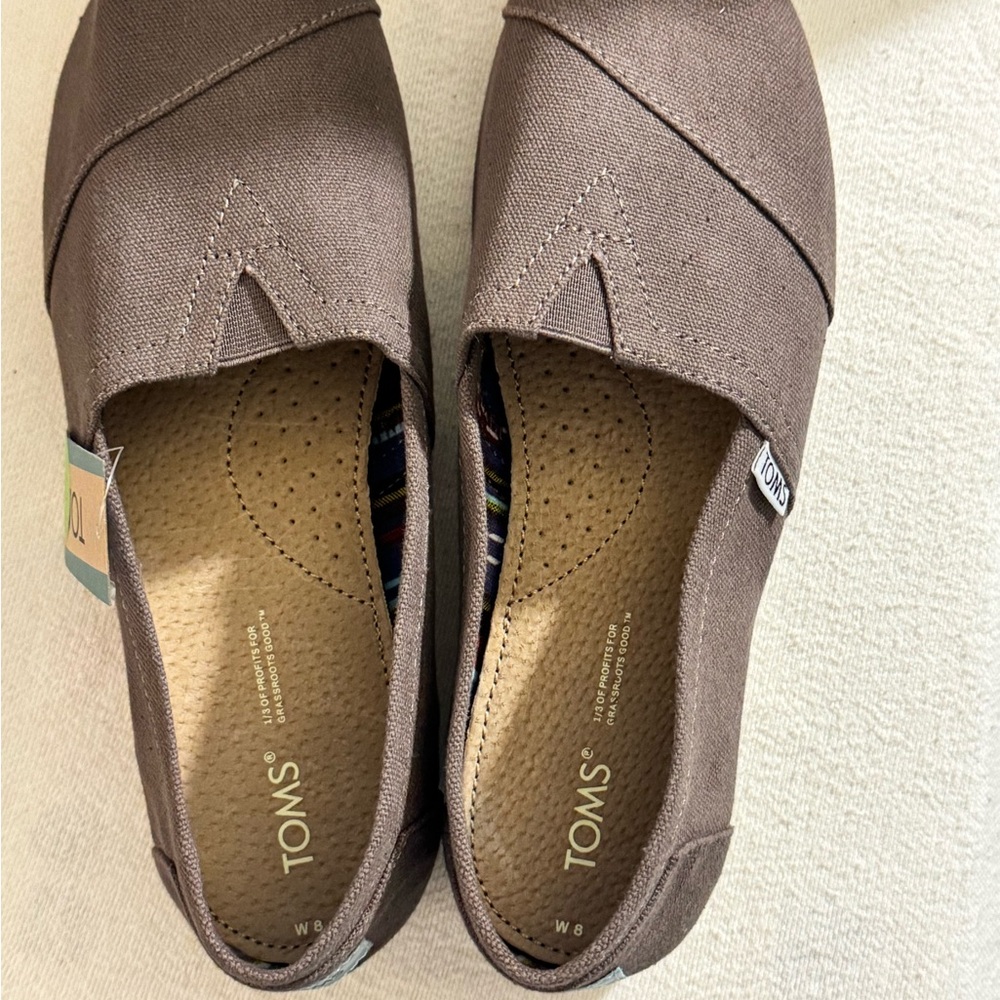 TOMS Chocolate Canvas Slip-Ons - Picture 6 of 8